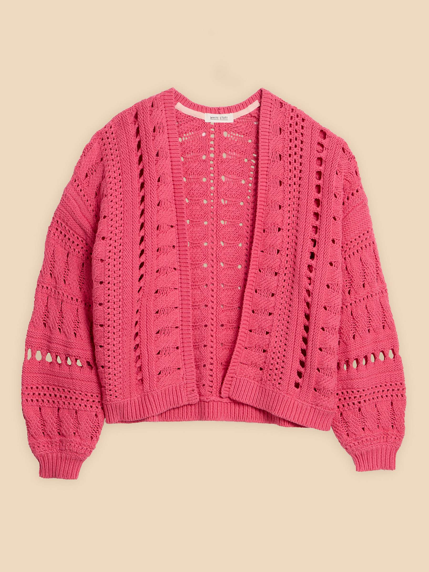 Buy White Stuff Casey Crochet Cardigan, Bright Pink Online at johnlewis.com