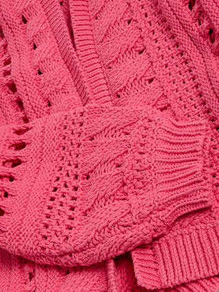 White Stuff Casey Crochet Cardigan, Bright Pink