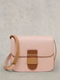 White Stuff Evie Leather Satchel, Pink/Brown
