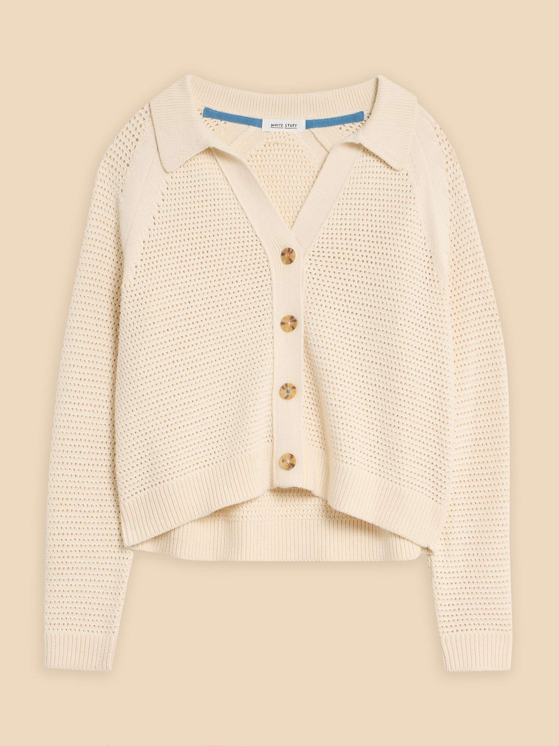 Buy White Stuff Chaterly Crochet Collar Cardigan, Natural/White Online at johnlewis.com
