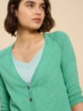 White Stuff Naria Linen Blend Cardigan, Mid Teal