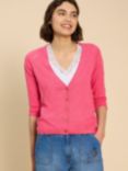 White Stuff Naria Linen Blend Cardigan, Bright Pink