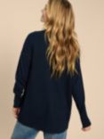 White Stuff Leah Fine Knit Curved Hem Cardigan, Dark Navy