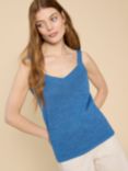 White Stuff Saxon V-Neck Vest Top, Mid Blue, Mid Blue