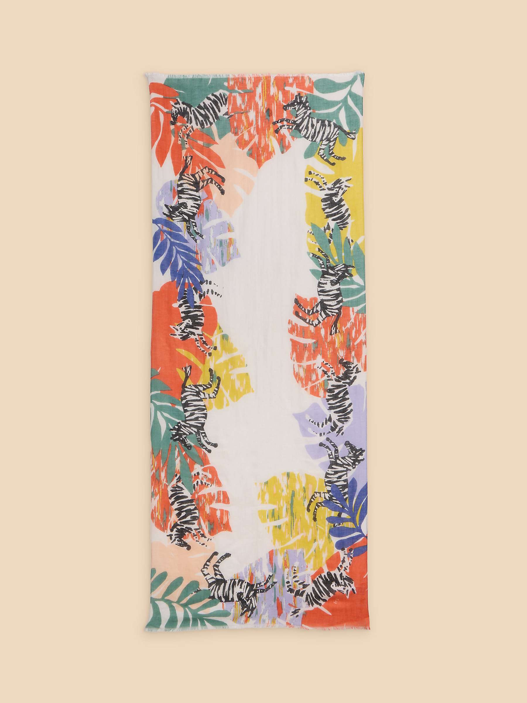 Buy White Stuff Abstract Print Organic Cotton Blend Scarf, Ivory/Multi Online at johnlewis.com