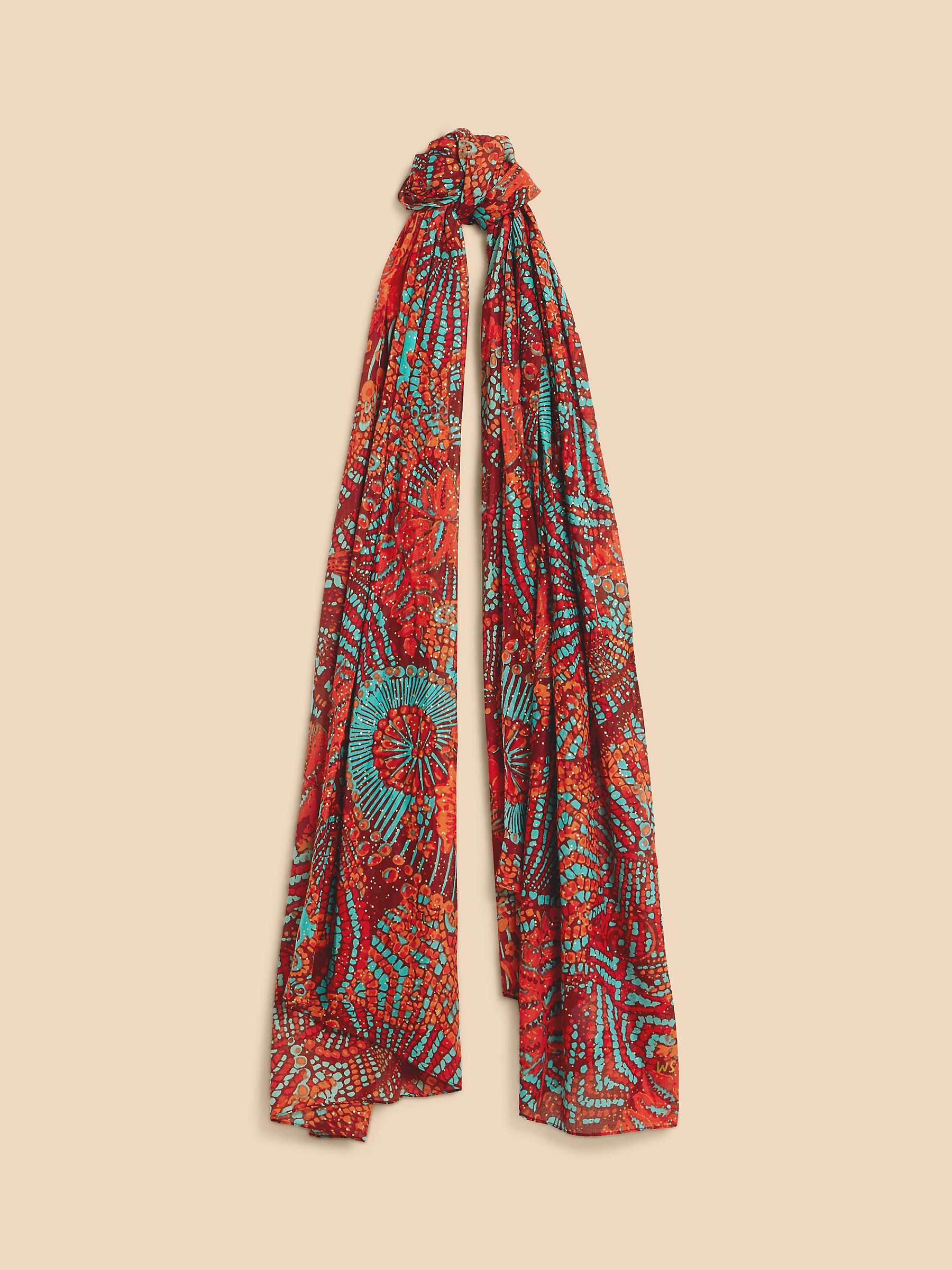 Buy White Stuff Abstract Print Cotton Scarf, Red/Multi Online at johnlewis.com