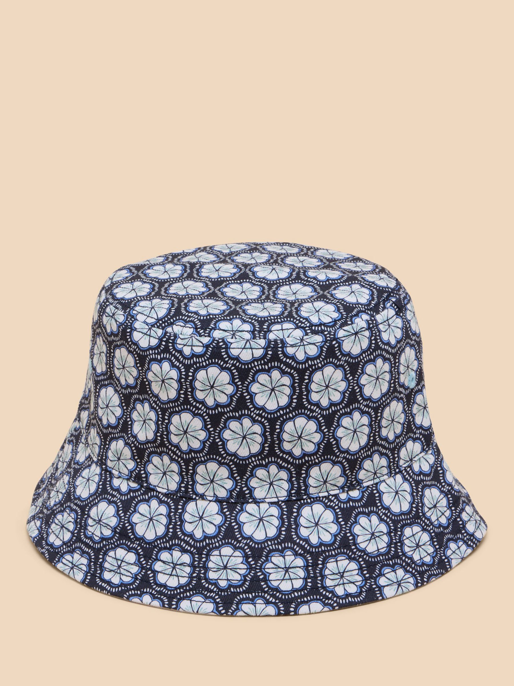White Stuff Reversible Bucket Hat, Navy/Beige, One Size