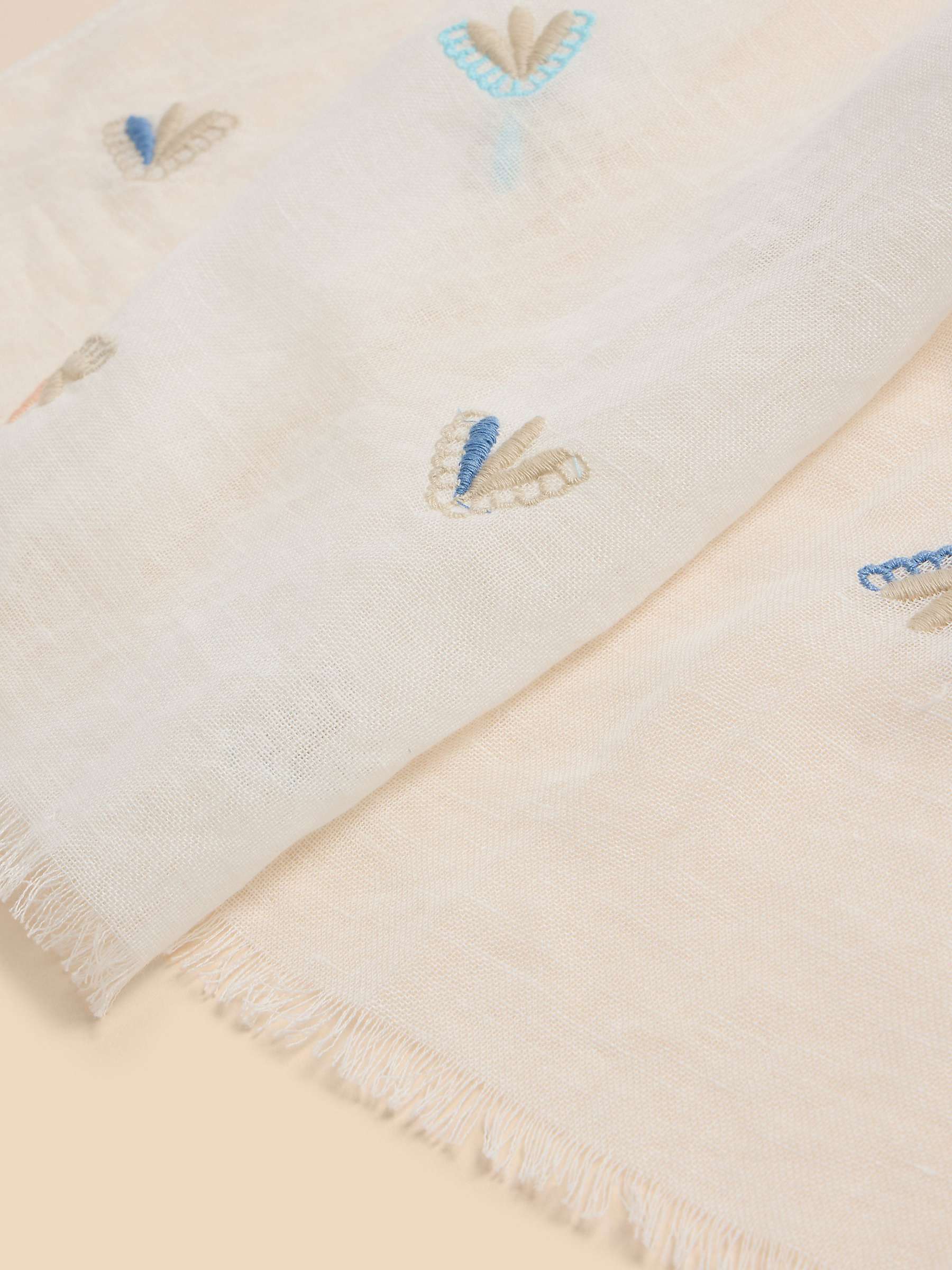 Buy White Stuff Embroidered Blend Scarf, Ivory/Multi Online at johnlewis.com