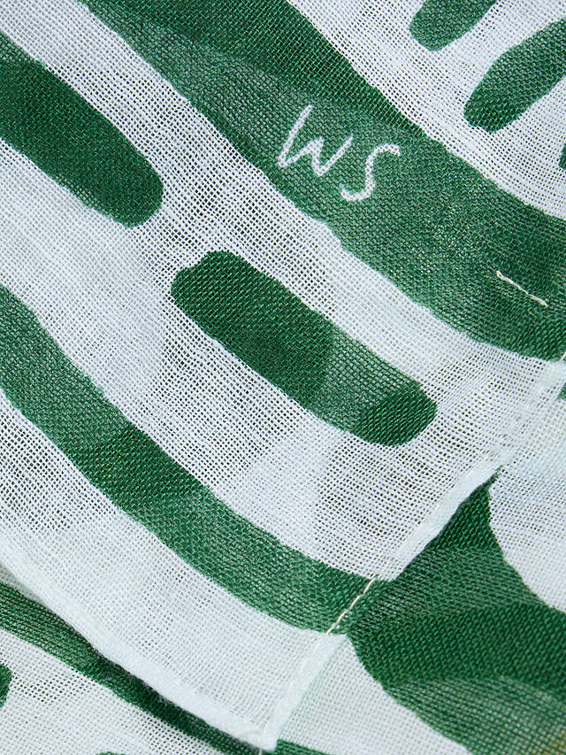 White Stuff Linen Blend Scarf, Green/Multi
