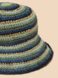 White Stuff Stripe Bucket Hat, Blue/Multi