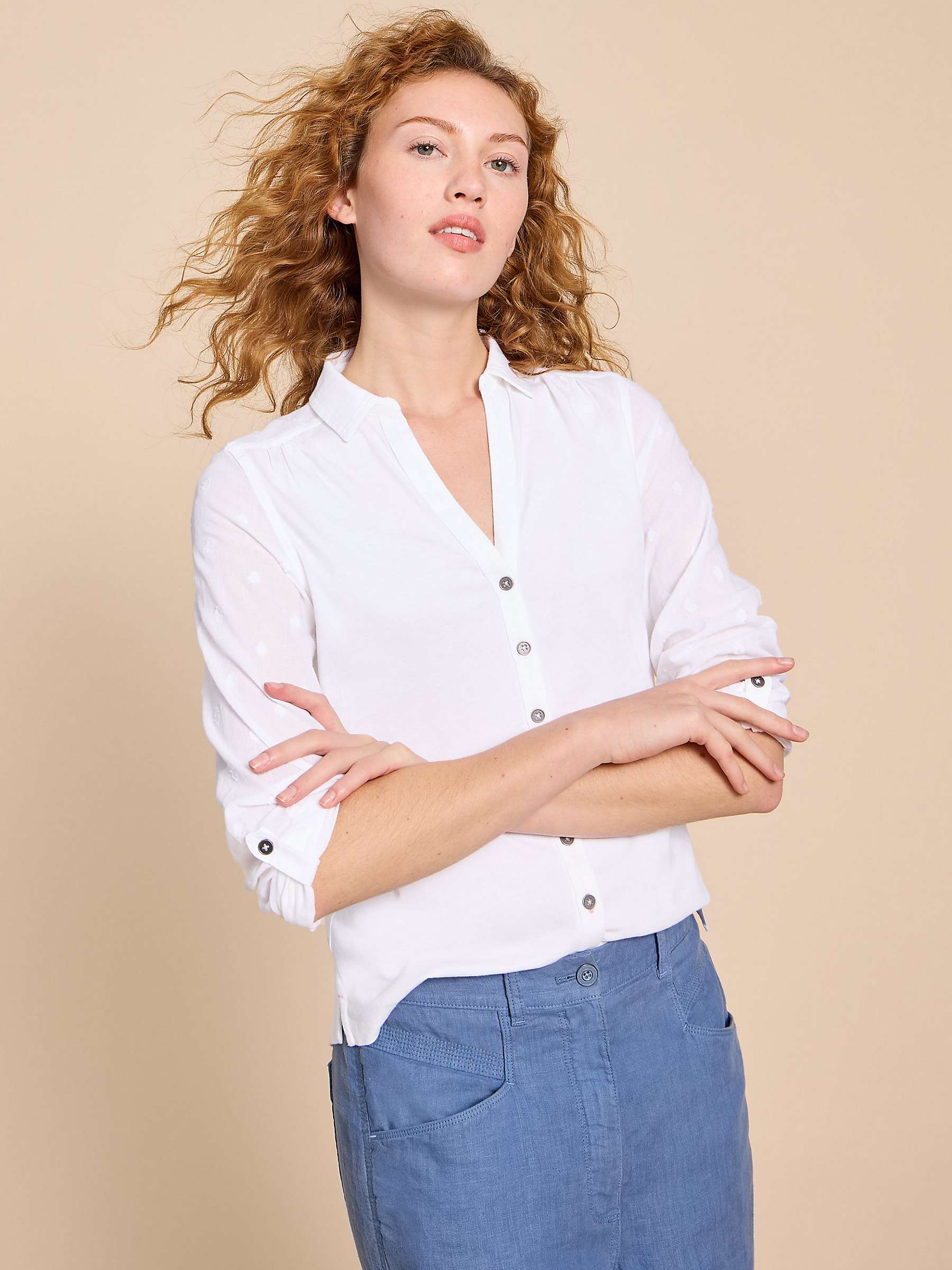 Buy White Stuff Annie Jersey Shirt, Pale Ivory Online at johnlewis.com