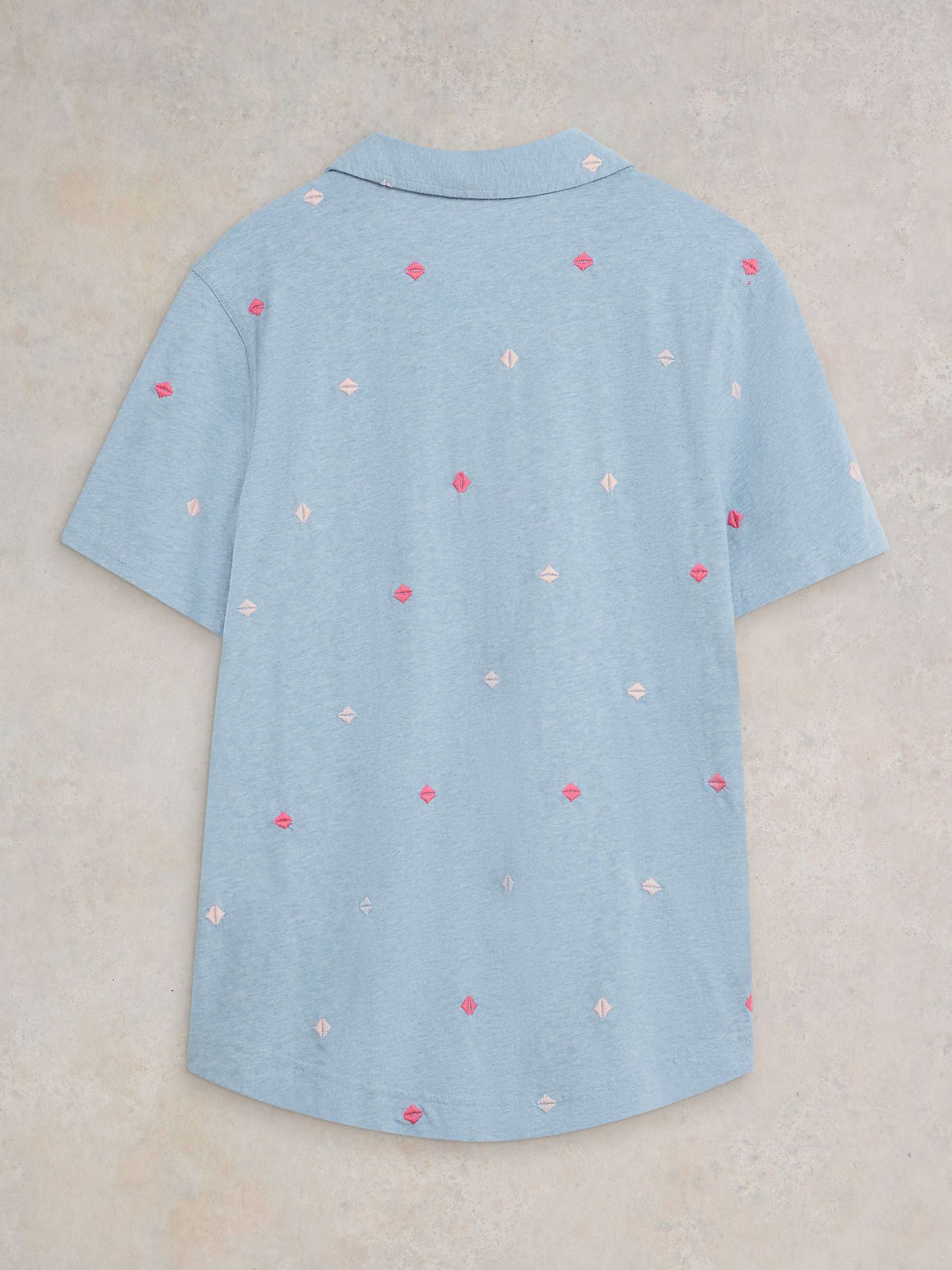 Buy White Stuff Penny Embroidered Cotton Shirt, Blue/Multi Online at johnlewis.com