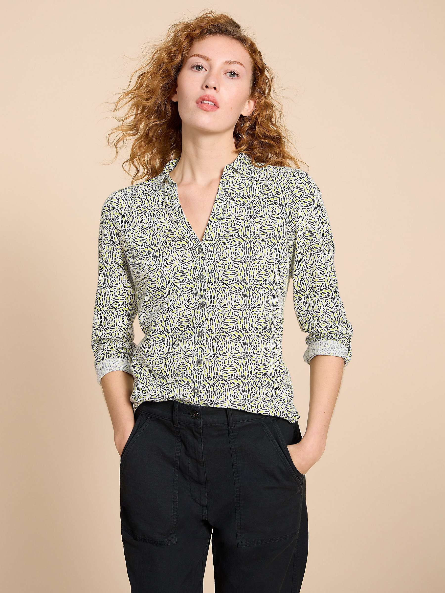 Buy White Stuff Annie Cotton Jersey Shirt, Ivory/Multi Online at johnlewis.com