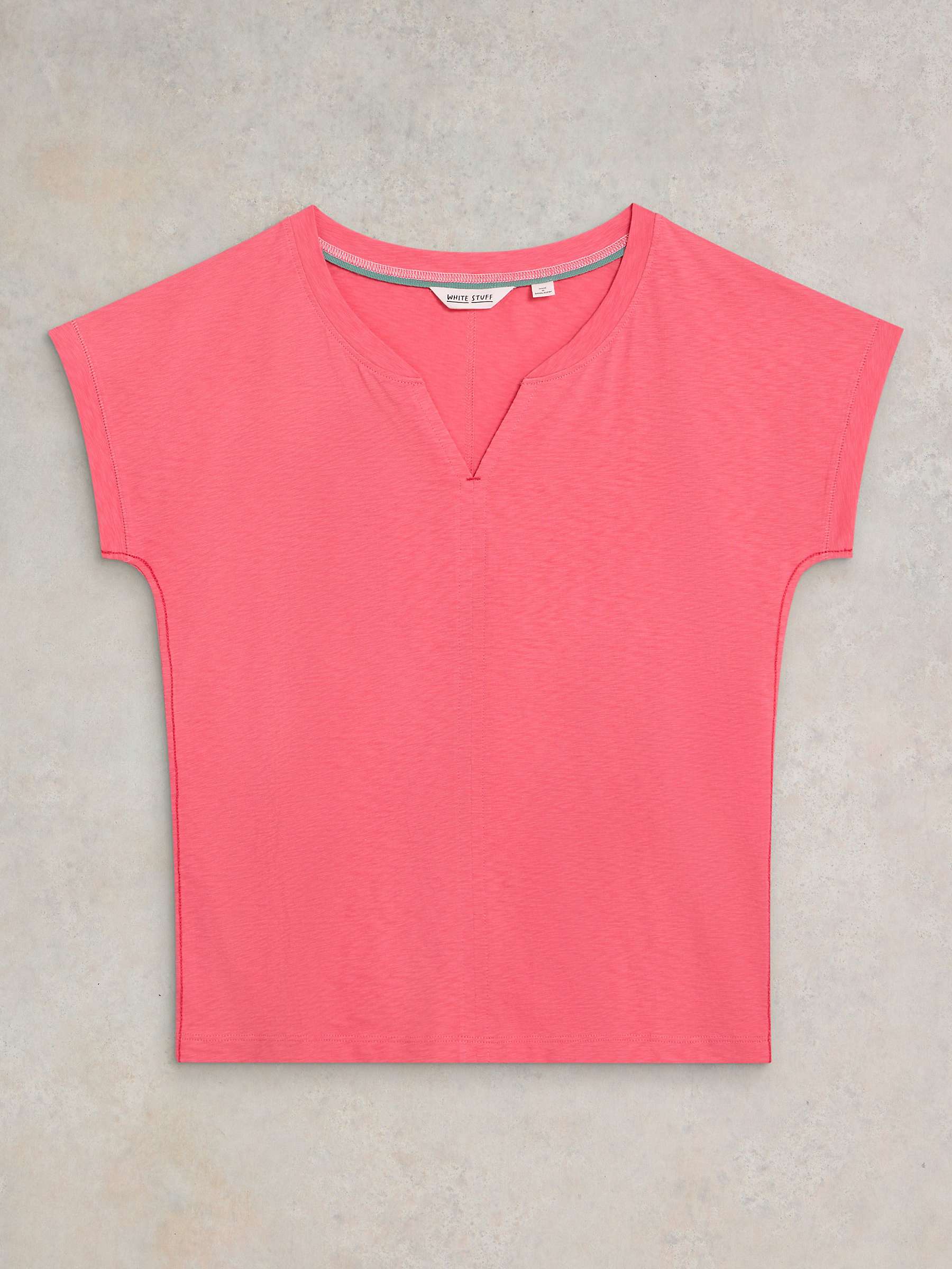 Buy White Stuff Nelly Notch Neck T-Shirt, Light Pink Online at johnlewis.com