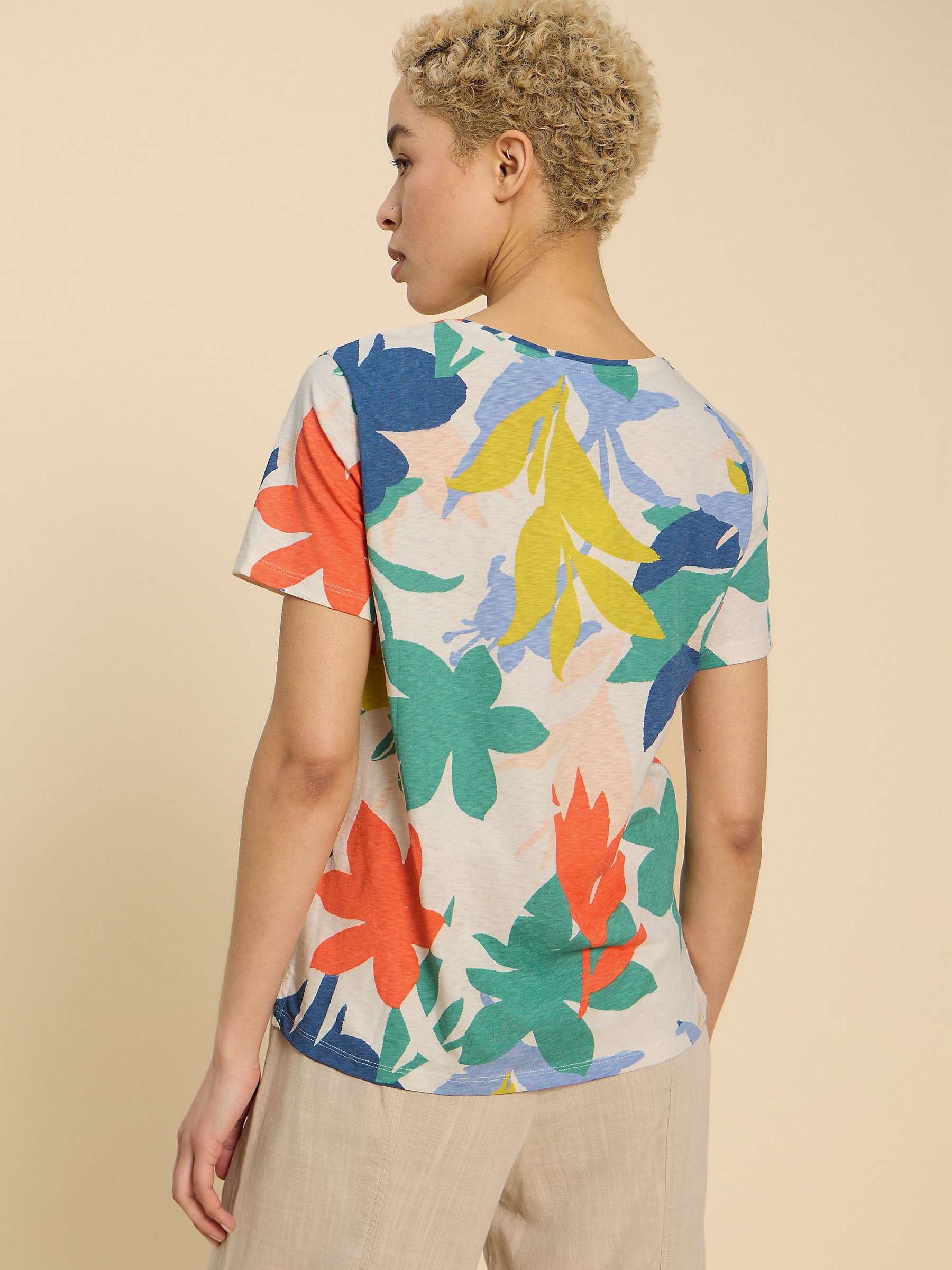 Buy White Stuff Abbie Abstract Leaf Print T-Shirt, Multi Online at johnlewis.com