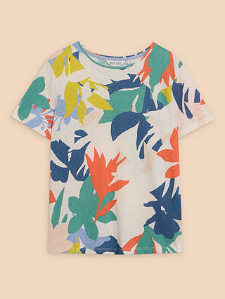 White Stuff Abbie Abstract Leaf Print T-Shirt, Multi
