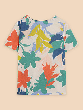 White Stuff Abbie Abstract Leaf Print T-Shirt, Multi