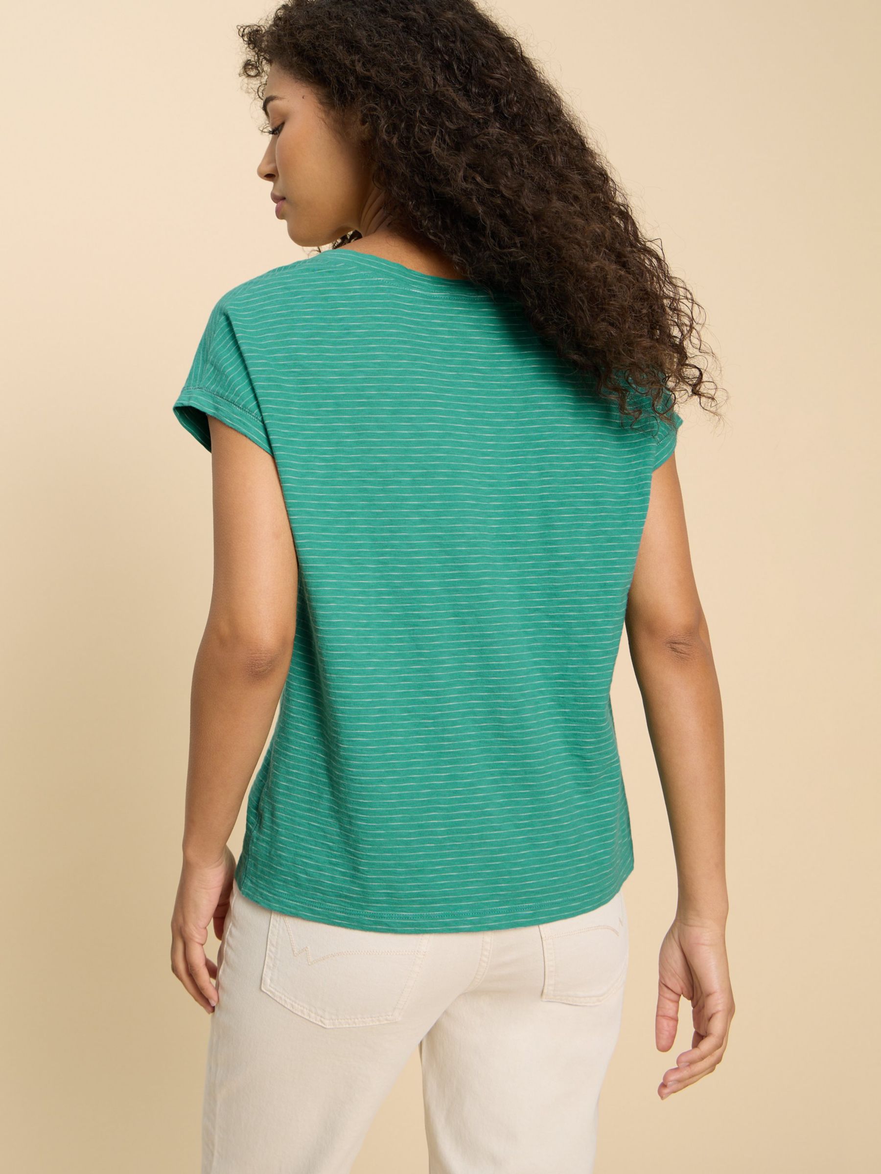 Buy White Stuff Nelly Stripe T-Shirt, Teal/Multi Online at johnlewis.com
