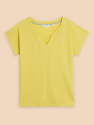 White Stuff Nelly Notch Neck T-Shirt, Bright Yellow