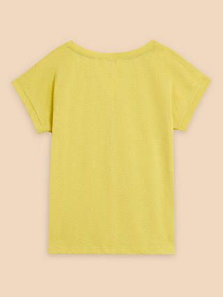 White Stuff Nelly Notch Neck T-Shirt, Bright Yellow