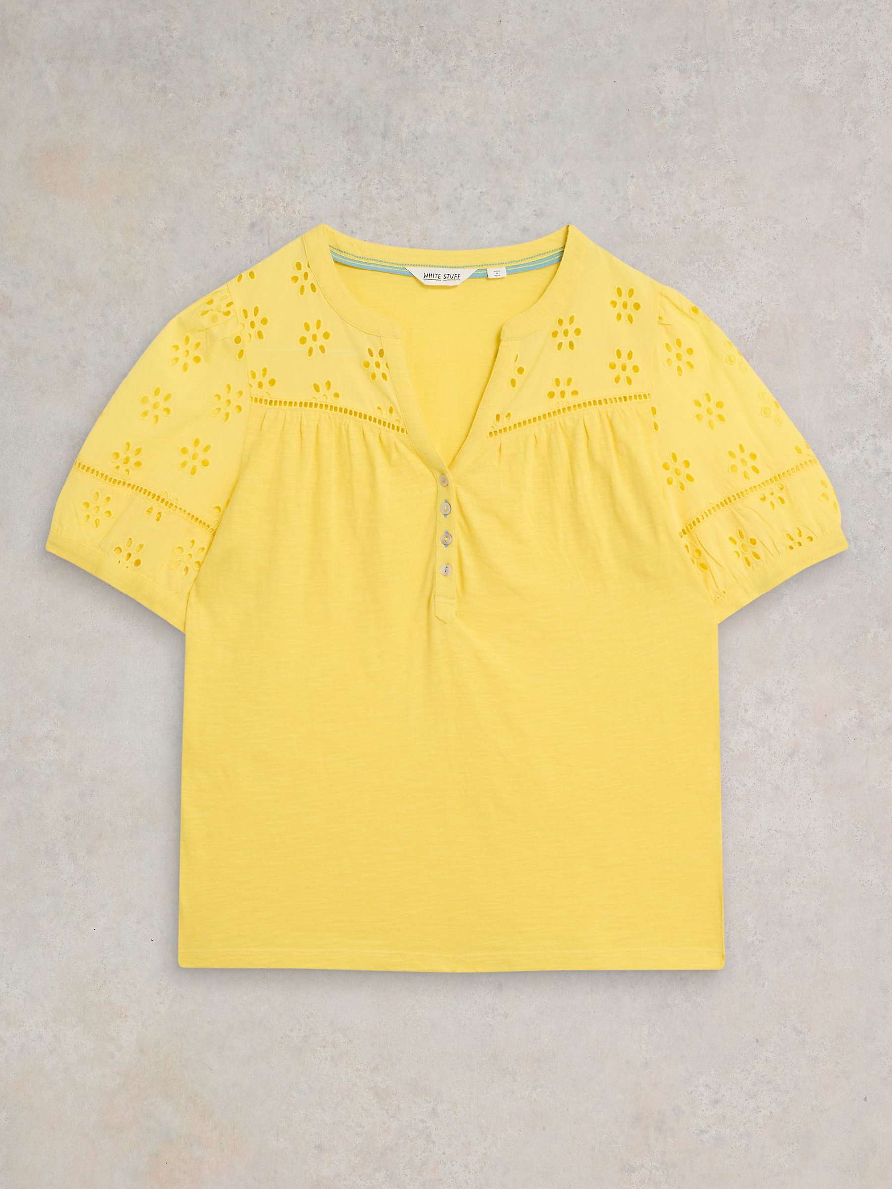 Buy White Stuff Bella Broderie Top, Bright Yellow Online at johnlewis.com