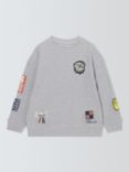 John Lewis Kids' Space Badges Sweatshirt, Grey Marl