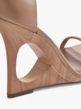 Reiss Cora Sculptural Wedge Heel Leather Sandals, Nude