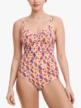 Chantelle Devotion Ikat Print Underwired Swimsuit, Red/Multi