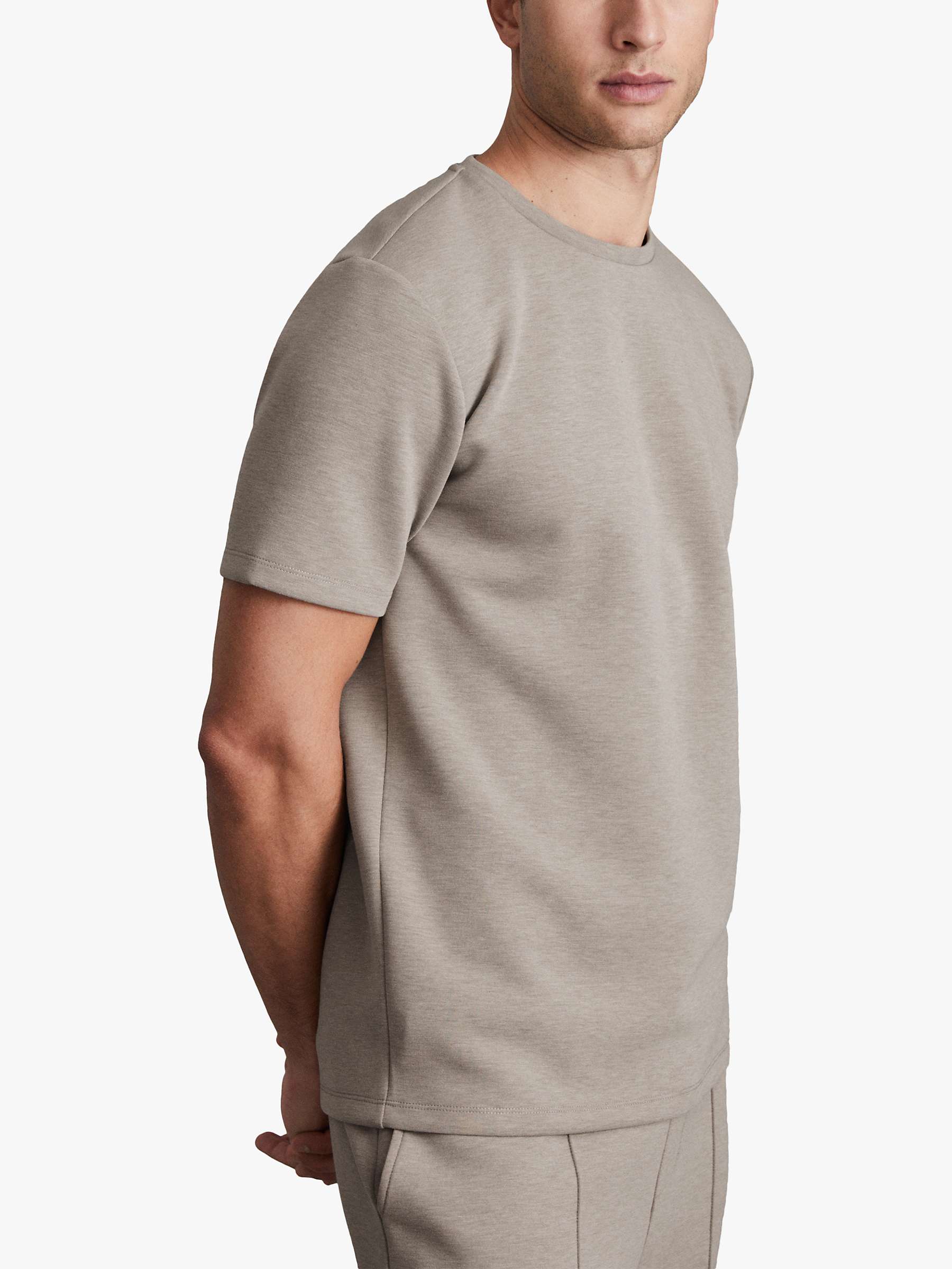 Buy Reiss Bradley Short Sleeve Interlock Crew T-Shirt, Taupe Online at johnlewis.com