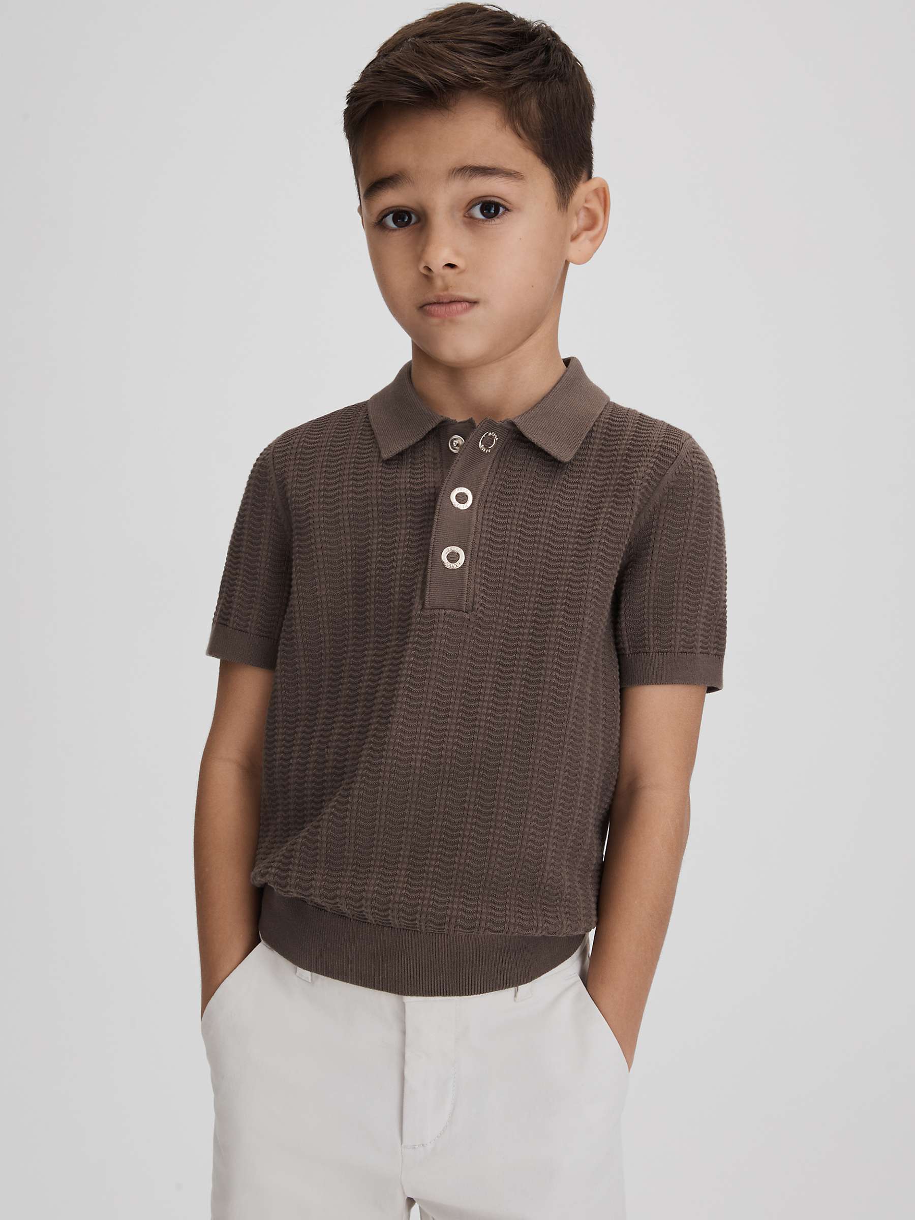 Buy Reiss Kids' Pascoe Textured Half Button Polo Shirt Online at johnlewis.com