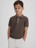 Reiss Kids' Pascoe Textured Half Button Polo Shirt