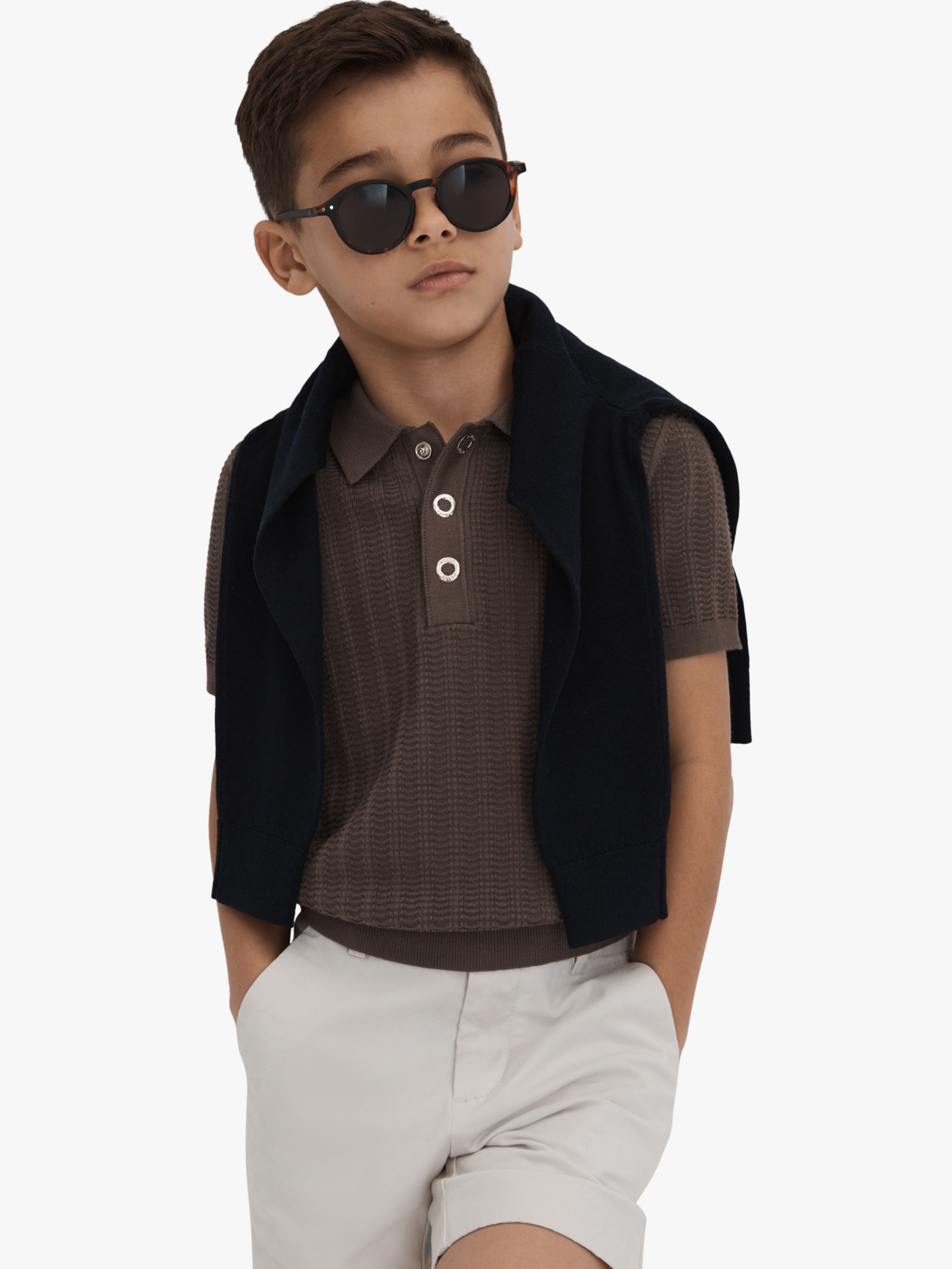 Buy Reiss Kids' Pascoe Textured Half Button Polo Shirt Online at johnlewis.com