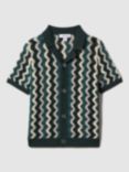 Reiss Kids' Waves Knit Cuban Collar Shirt