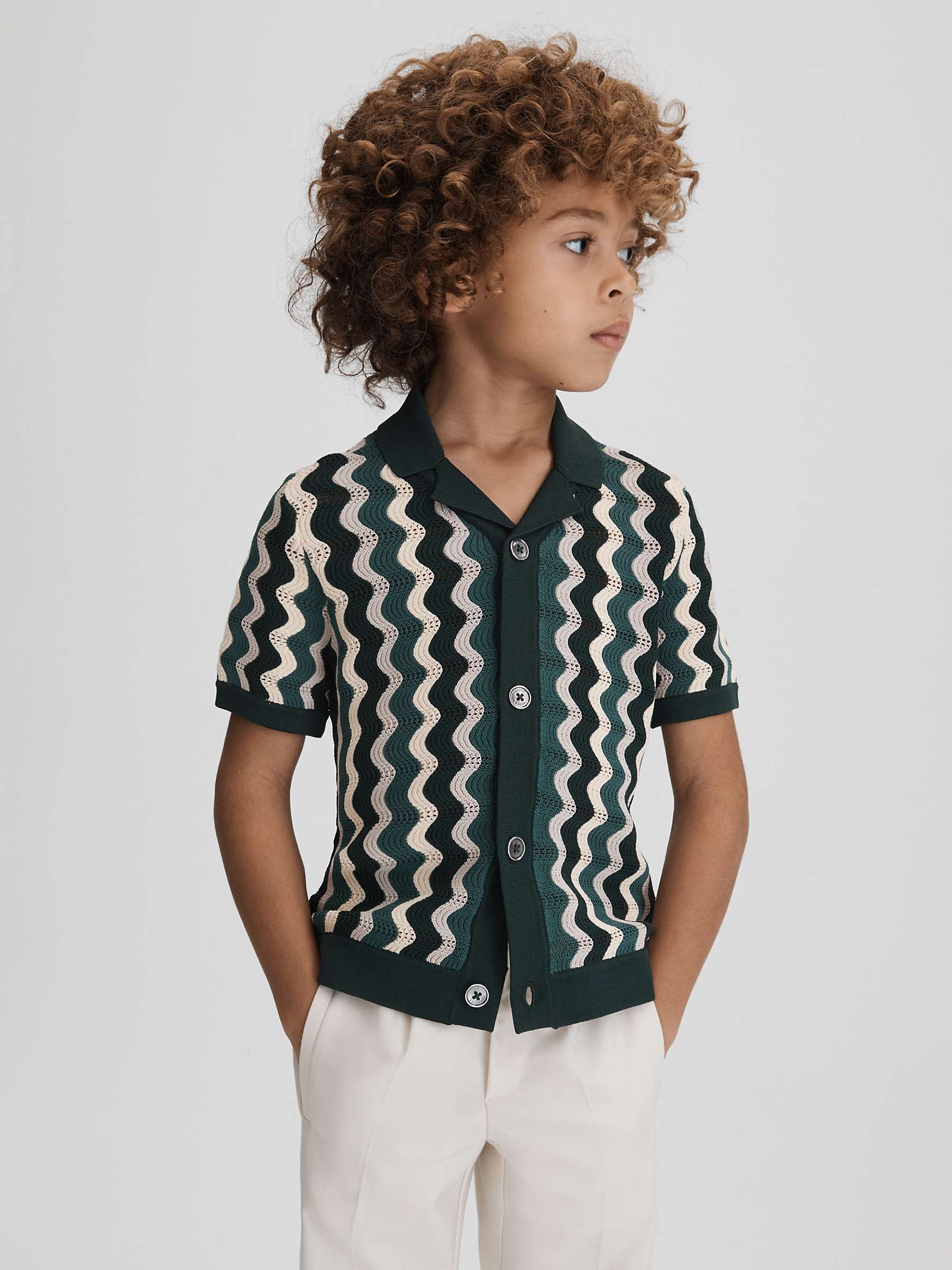 Buy Reiss Kids' Waves Knit Cuban Collar Shirt Online at johnlewis.com