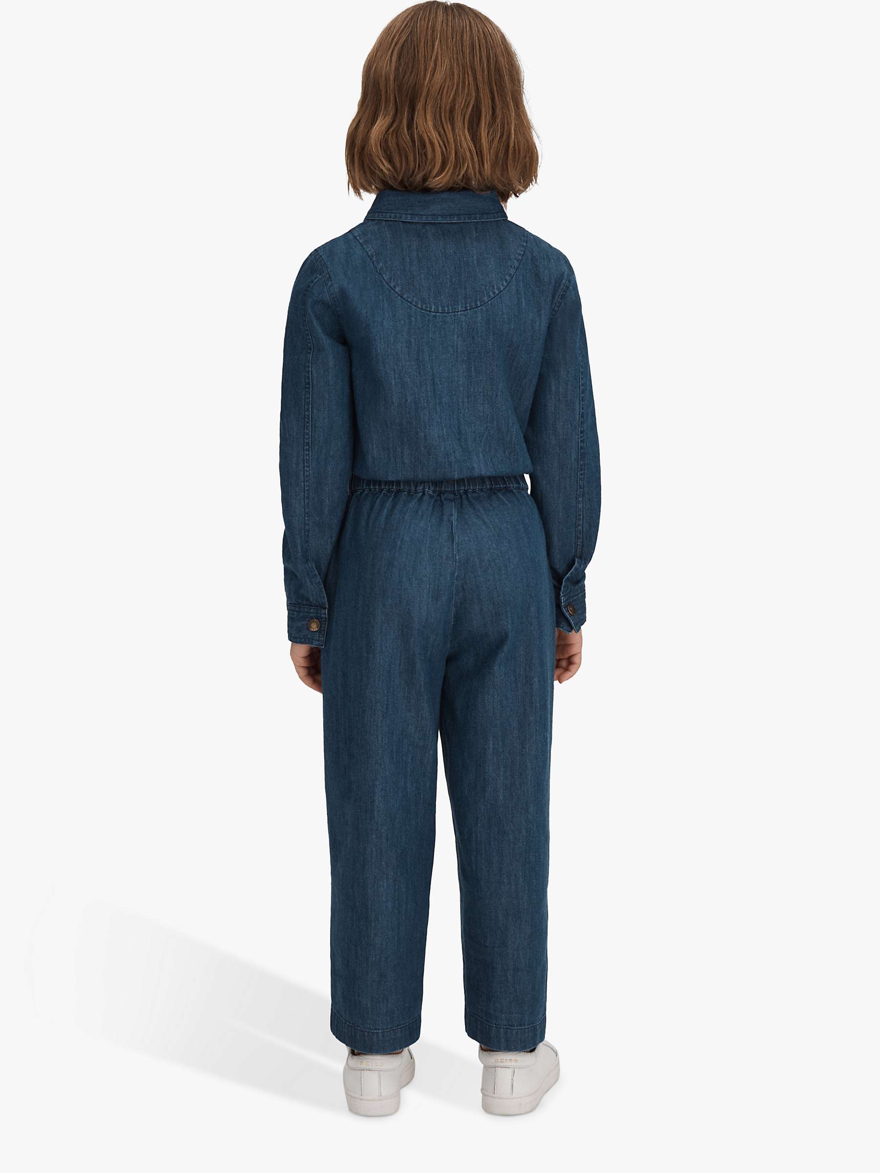 Buy Reiss Kids' Marnie Elasticated Embellished Denim Jumpsuit, Blue Online at johnlewis.com