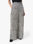 Soaked In Luxury Zaya Ditsy Floral Print Wide Leg Trousers, Black/White