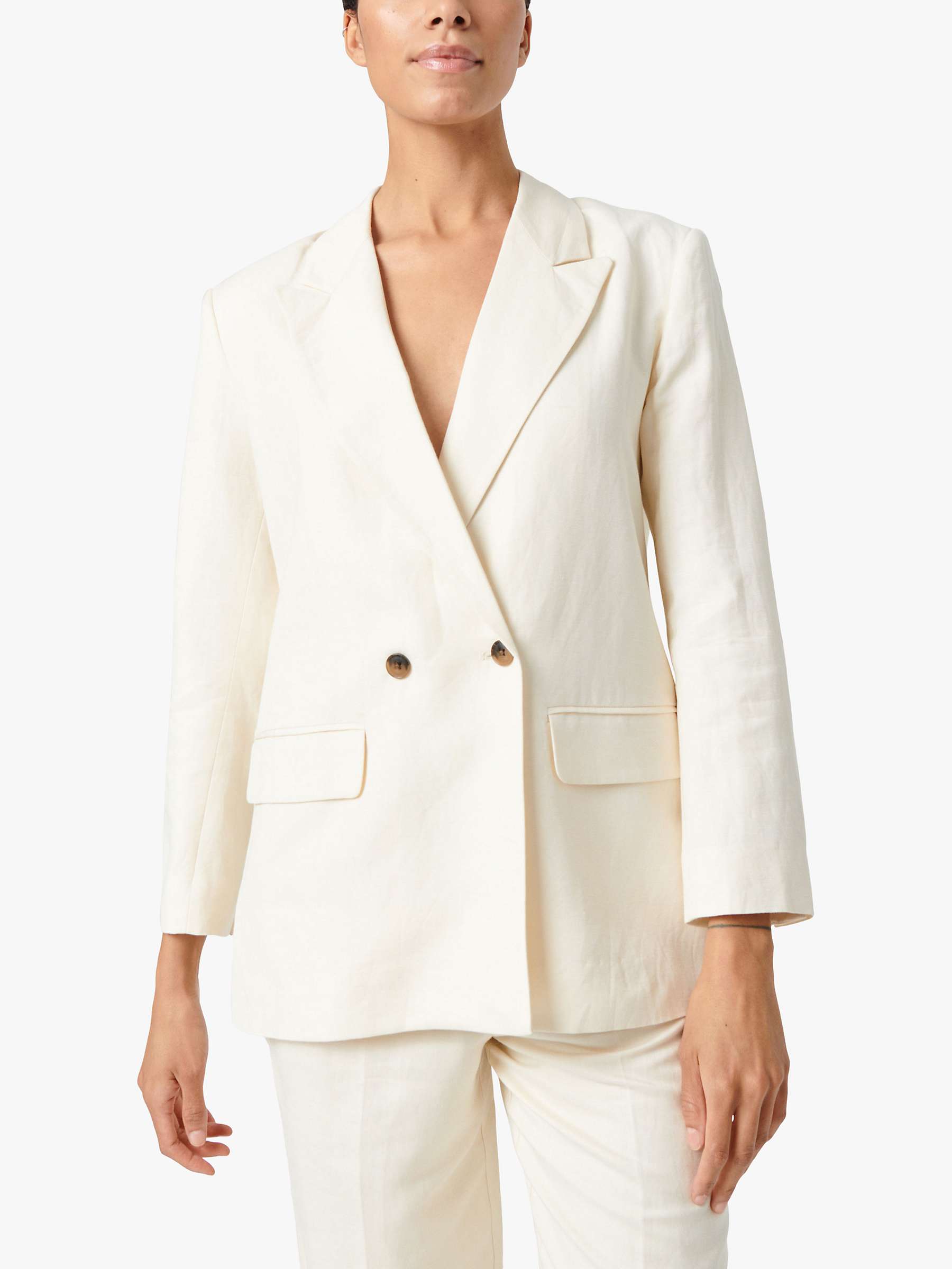 Buy Soaked In Luxury Ragna Double-Breasted Blazer, Pearled Ivory Online at johnlewis.com
