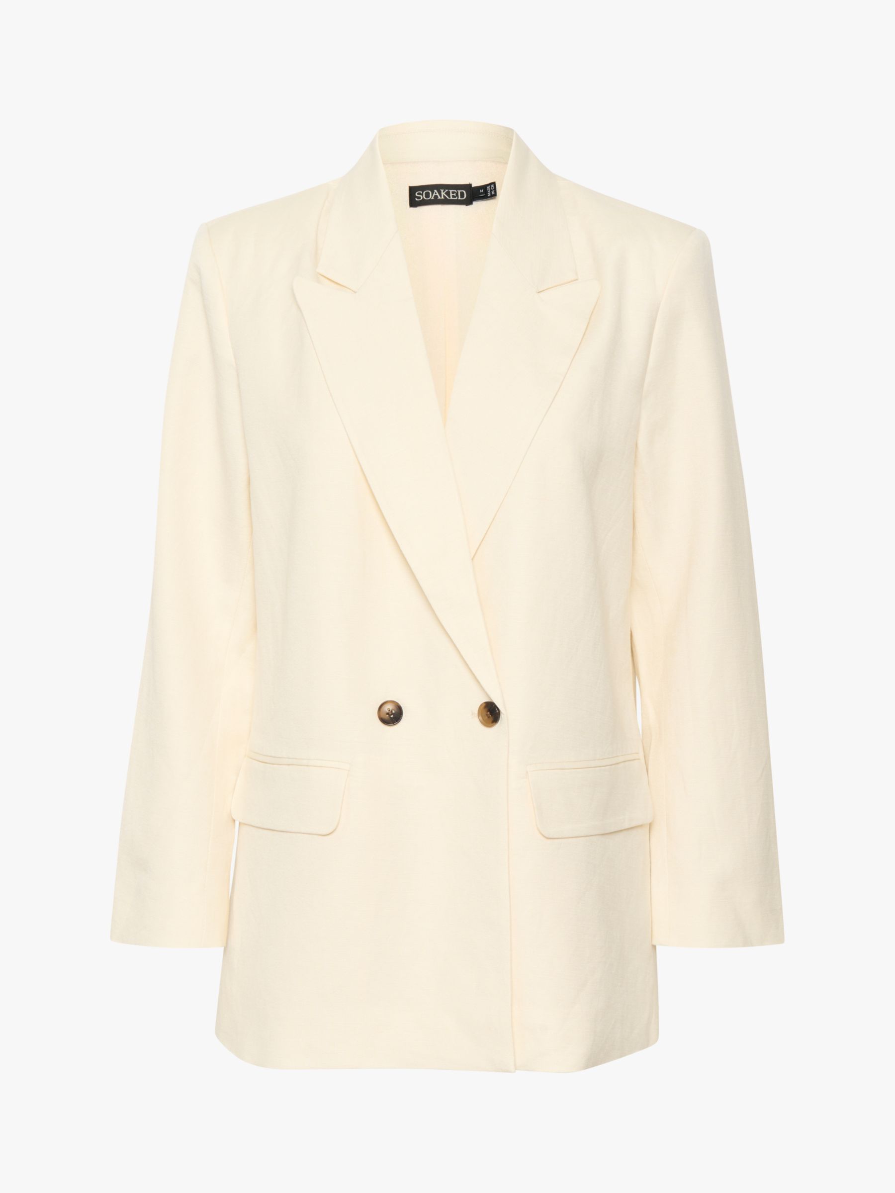 Soaked In Luxury Ragna Double-Breasted Blazer, Pearled Ivory at John ...