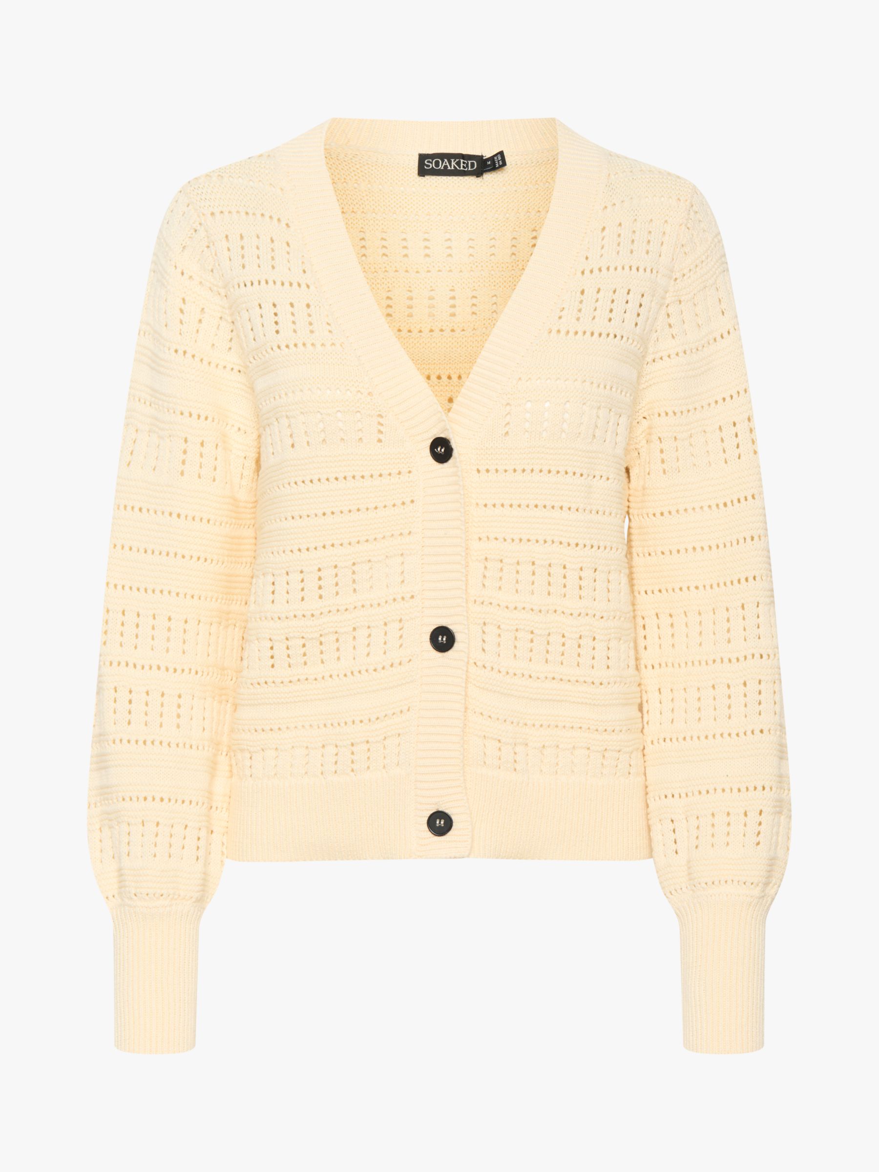 Soaked In Luxury Rava Crochet Knit Cardigan, Pearled Ivory, XS