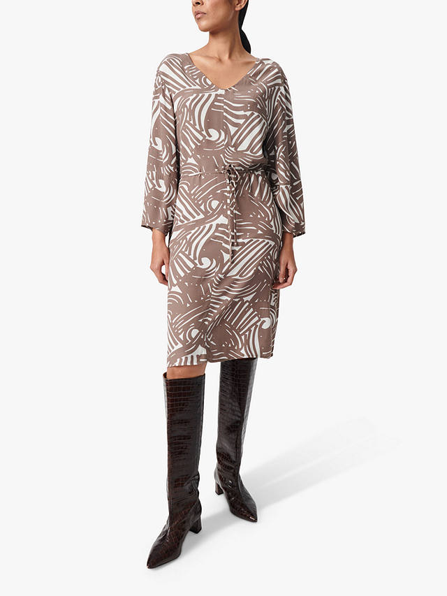Soaked In Luxury Marian V-Neck Knee-Length Dress, Walnut Lines