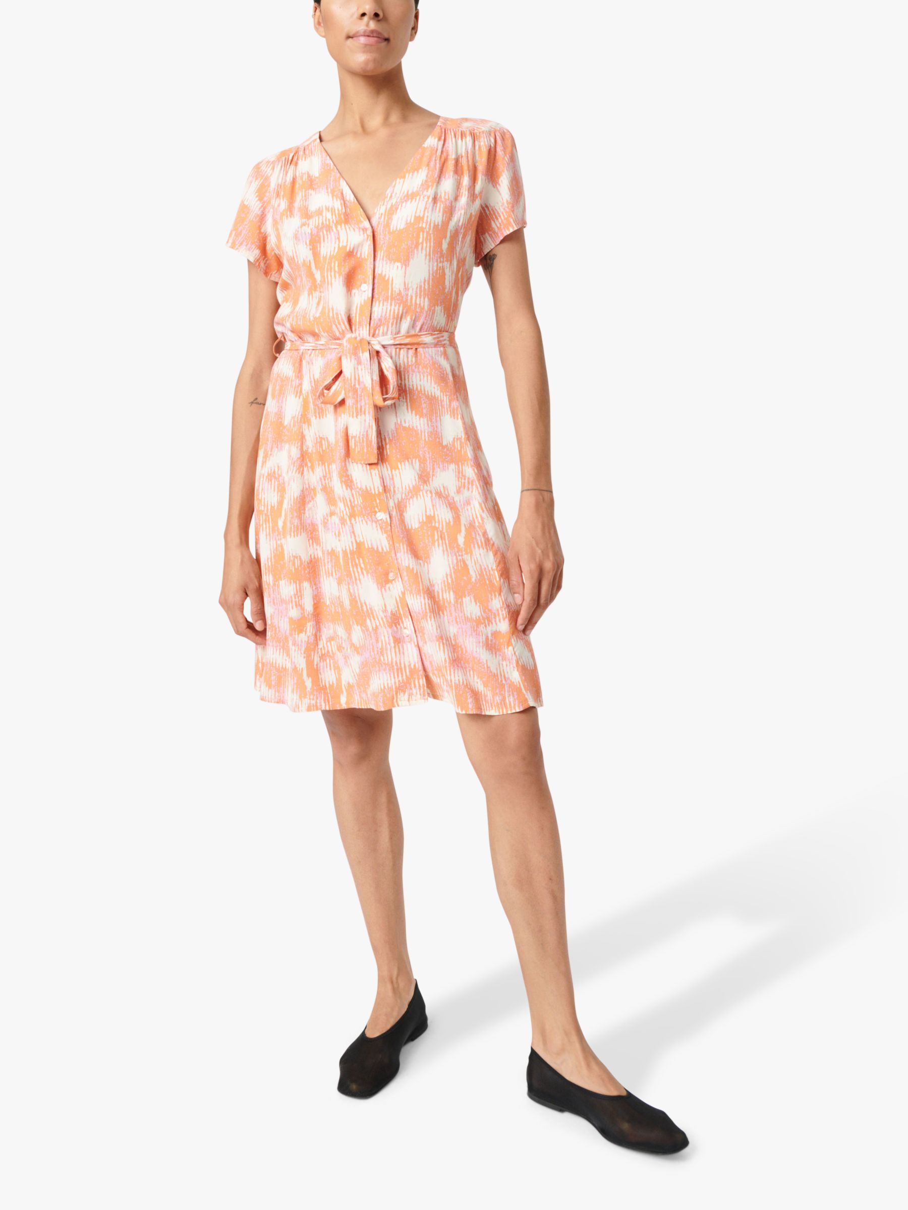 Soaked In Luxury Dusine Abstract Print Short Dress, Tangerine Diffusion, XS