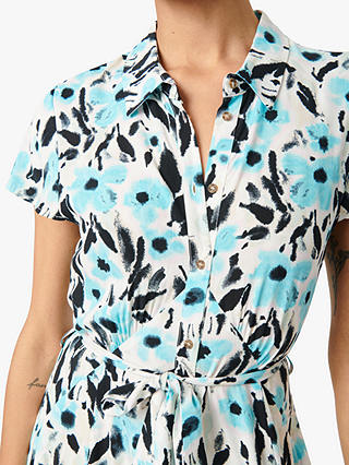 Soaked In Luxury Arjana Maxi Short Sleeve Shirt Dress, Sea Jet Flower