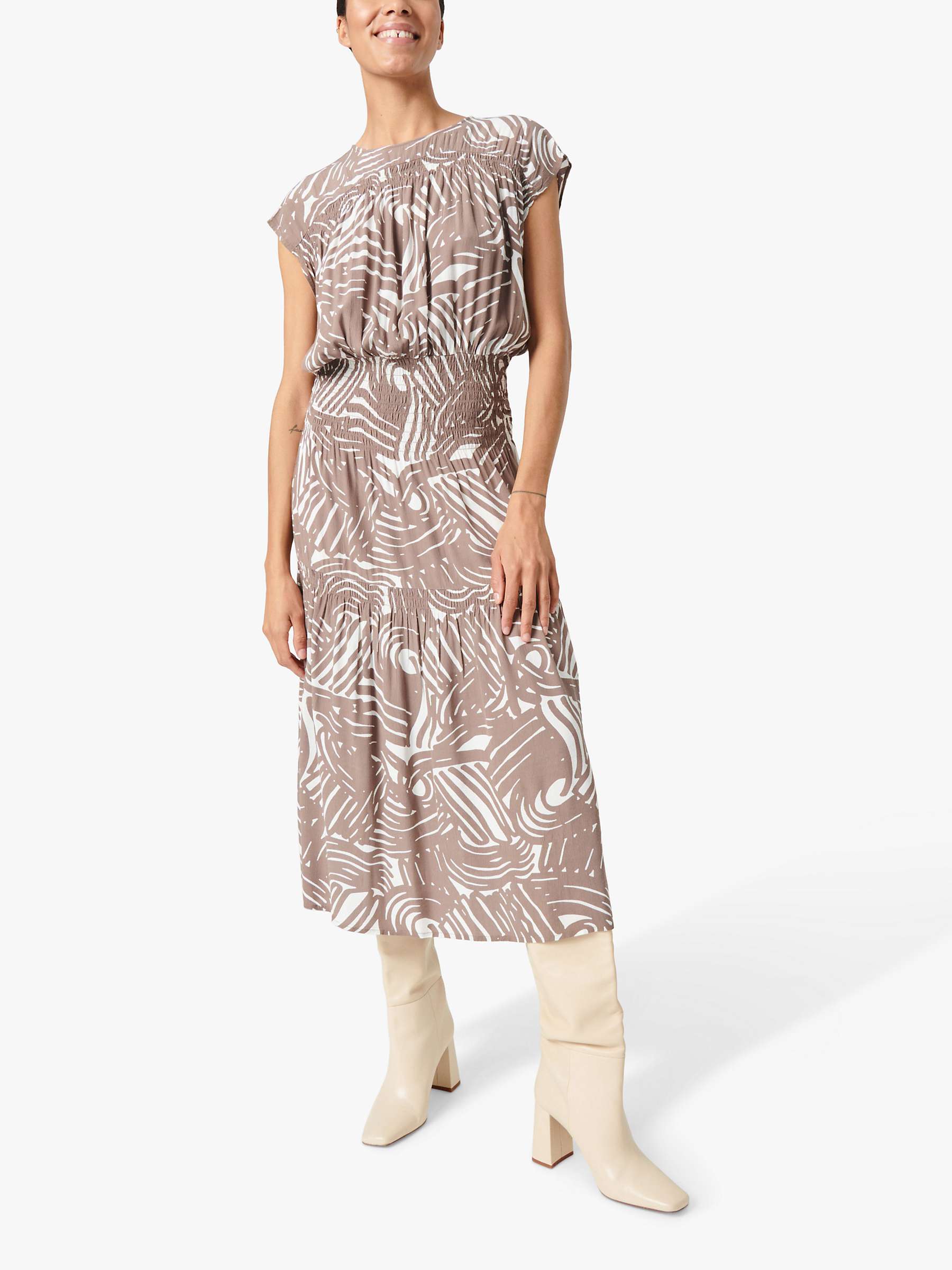 Buy Soaked In Luxury Marian Ecovero Smock Midi Dress, Walnut Lines Online at johnlewis.com