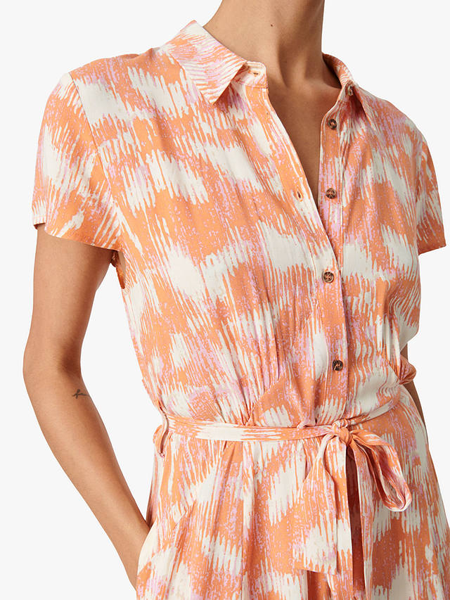 Soaked In Luxury Arjana Maxi Short Sleeve Shirt Dress,Tangerine Diffusion
