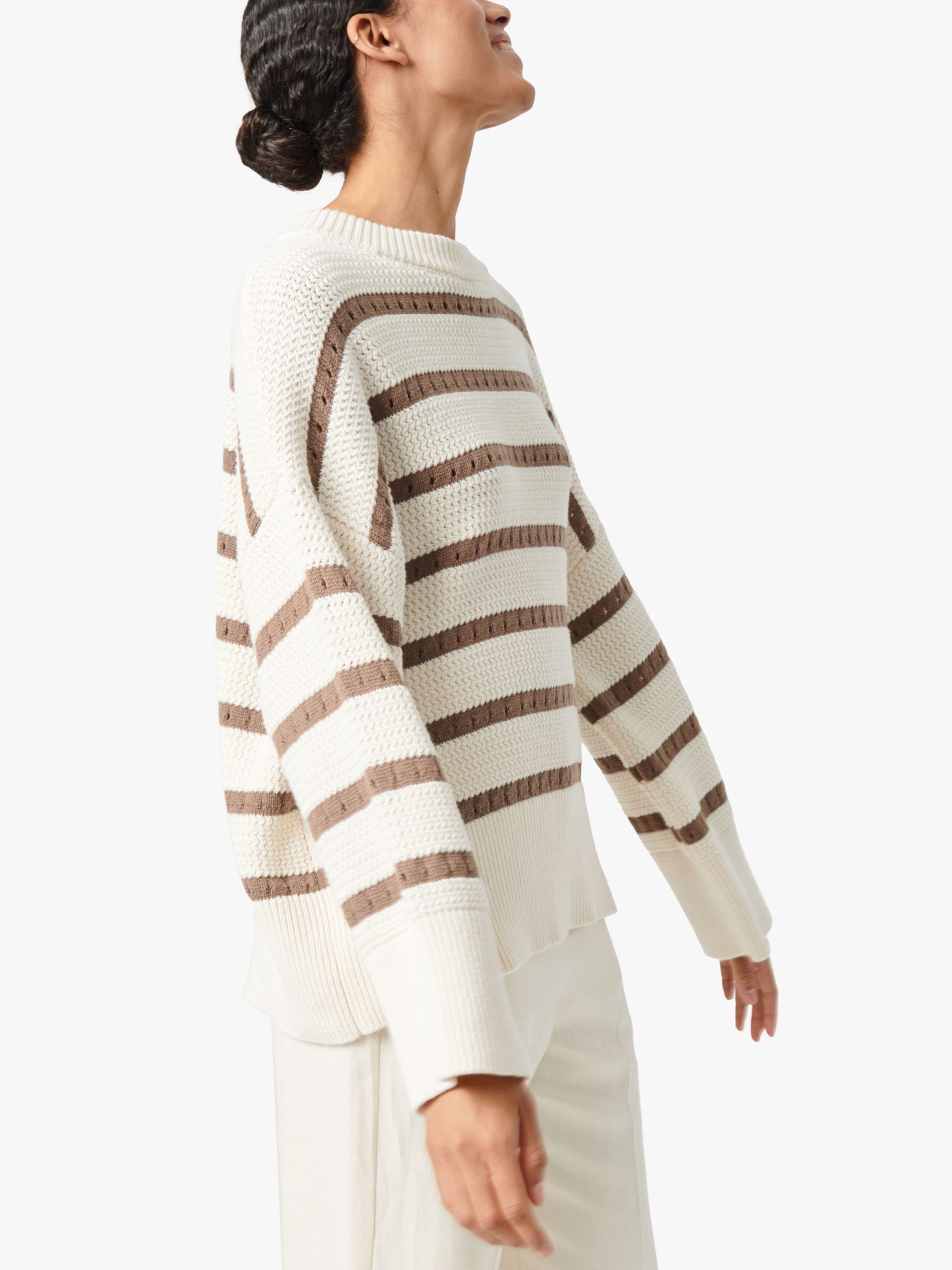 Buy Soaked In Luxury Ravalina Striped Textured Relaxed Jumper Online at johnlewis.com