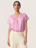 Soaked In Luxury Ioana Short Sleeve V-Neck Blouse, Pastel Lavender