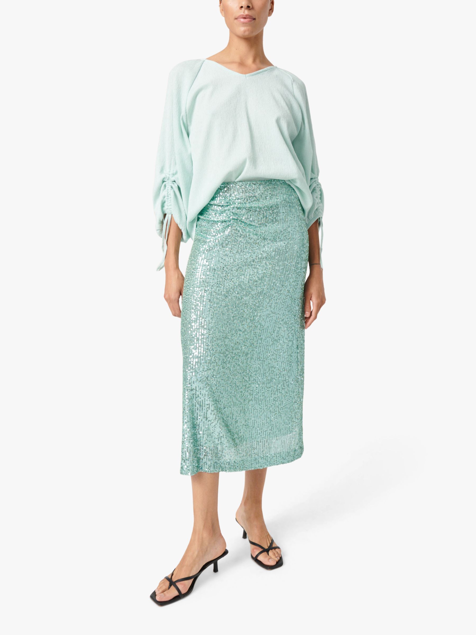 Buy Soaked In Luxury Catharina Drawstring Trim Blouse, Surf Spray Online at johnlewis.com