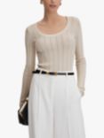 Reiss Sierra Scoop Neck Ribbed Top, Cream, Cream