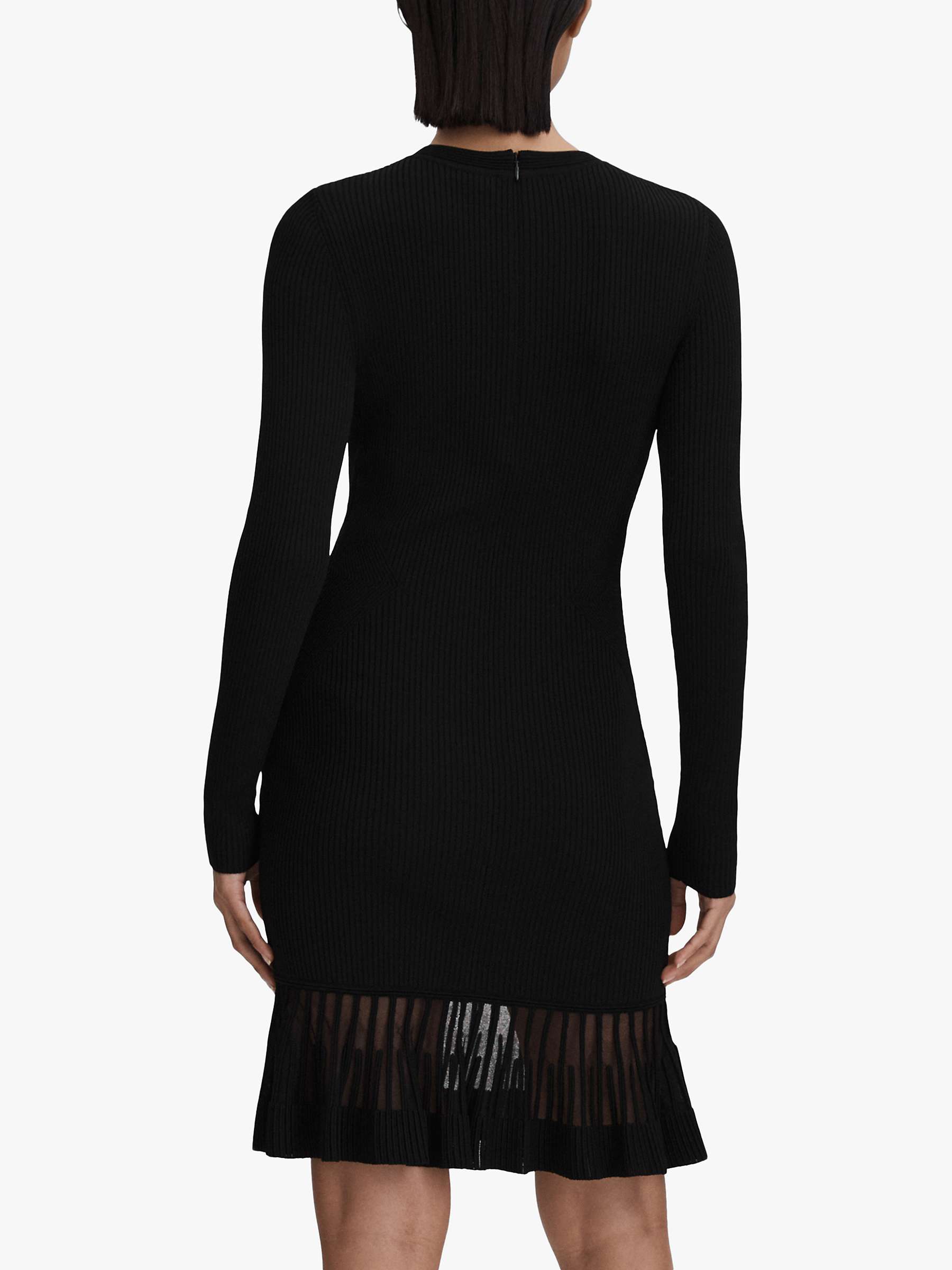 Buy Reiss Teagan Knit Sheer Pleat Dress, Black Online at johnlewis.com