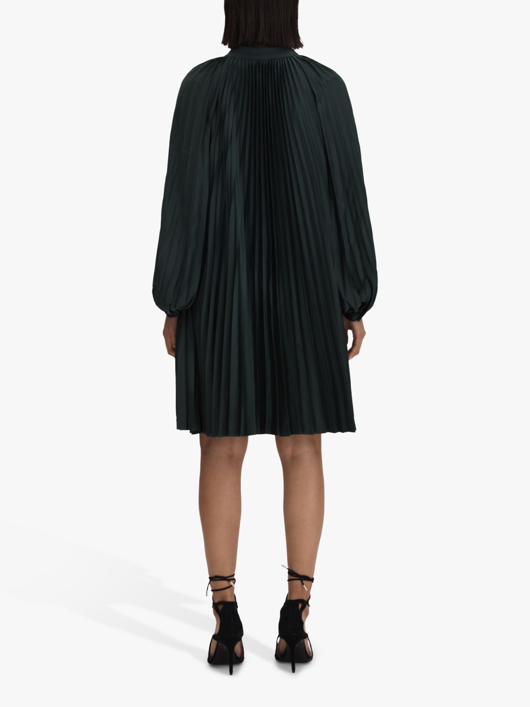 Buy Reiss Trina Pleated Belted Flip Dress, Green Online at johnlewis.com